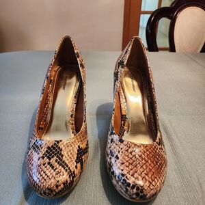Avenue Brown Heels with Exotic Snakeskin Pattern